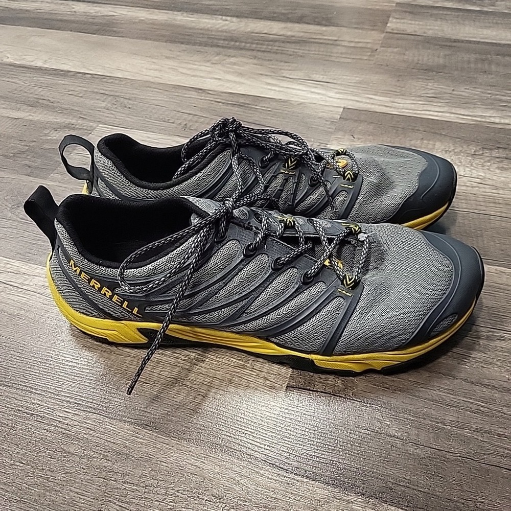 Merrelll Mens's Cicuit Access Trail Running Shoes, Gray/Yellow, Size 11
